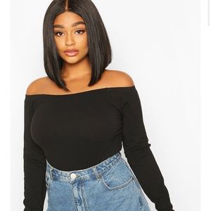 Plus size Off shoulder long sleeve body suit